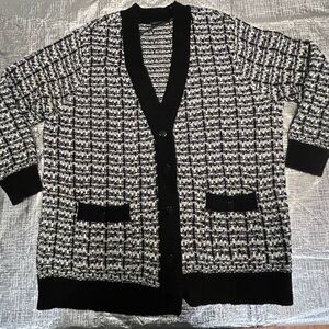 Torrid Black and White Textured Cardigan